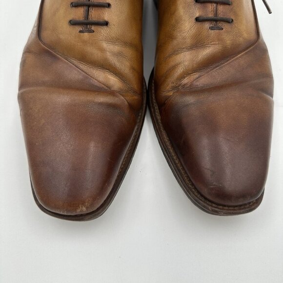 Magnanni Cognac Brown Leather Dress Shoes Men’s‎ Size 9.5 Oxford Brogues - Picture 3 of 10